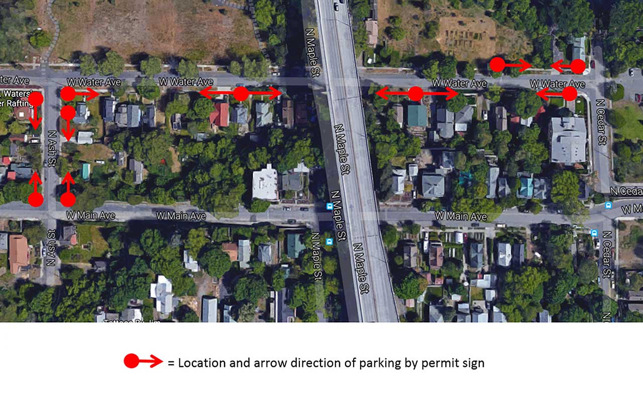 Peaceful Valley Parking Sign Locations