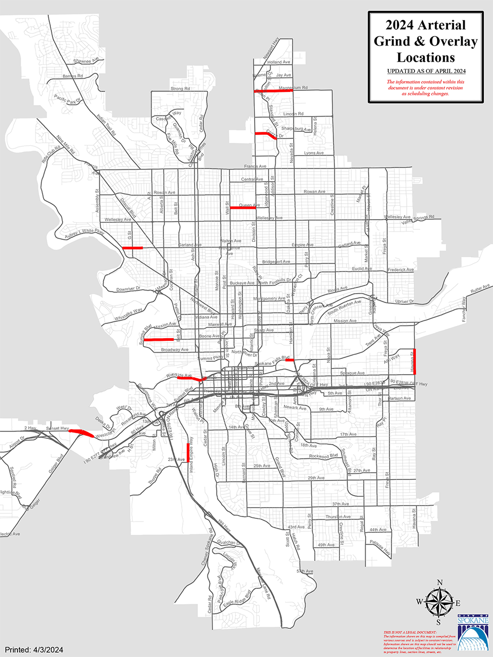 2024 Arterial Grind and Overlay Map