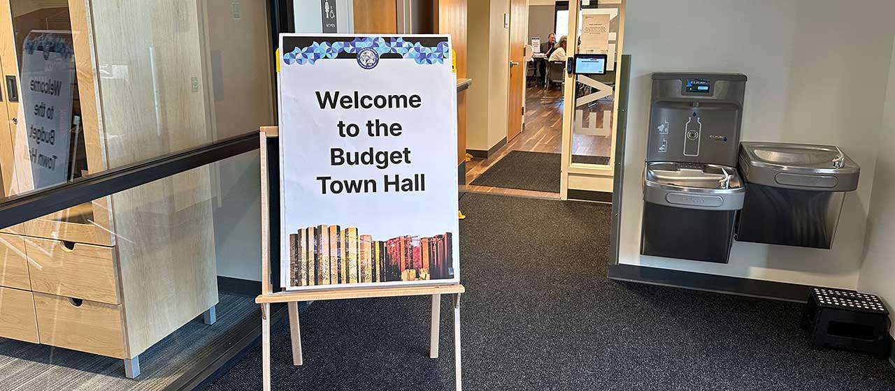 Budget Town Hall Sign
