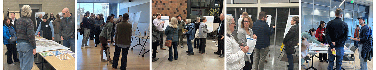 Photo collage of community engagement and feedback groups.