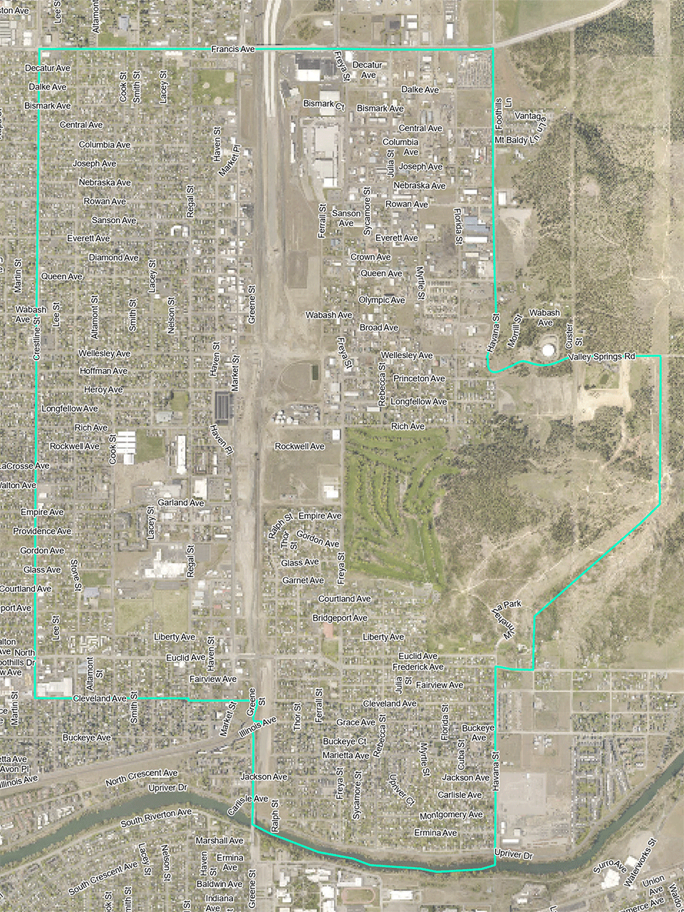 NE Spokane Brownfields Project Boundary Map