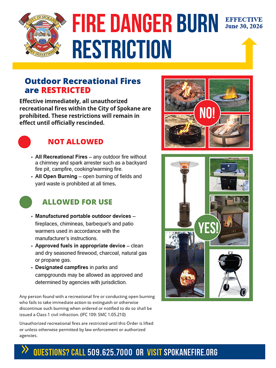 2026 Outdoor Recreational Burn Restrictions