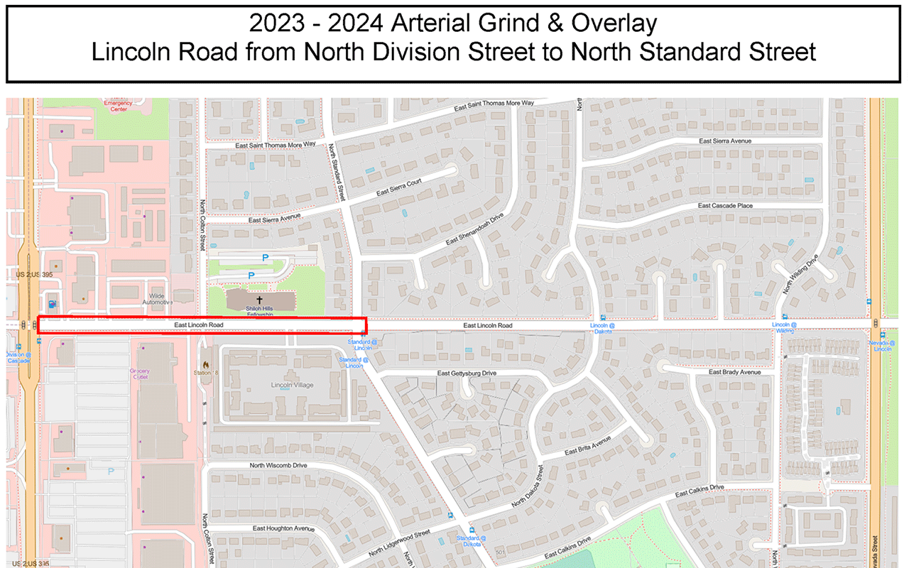 2023-2024 Arterial Grind & Overlay Map