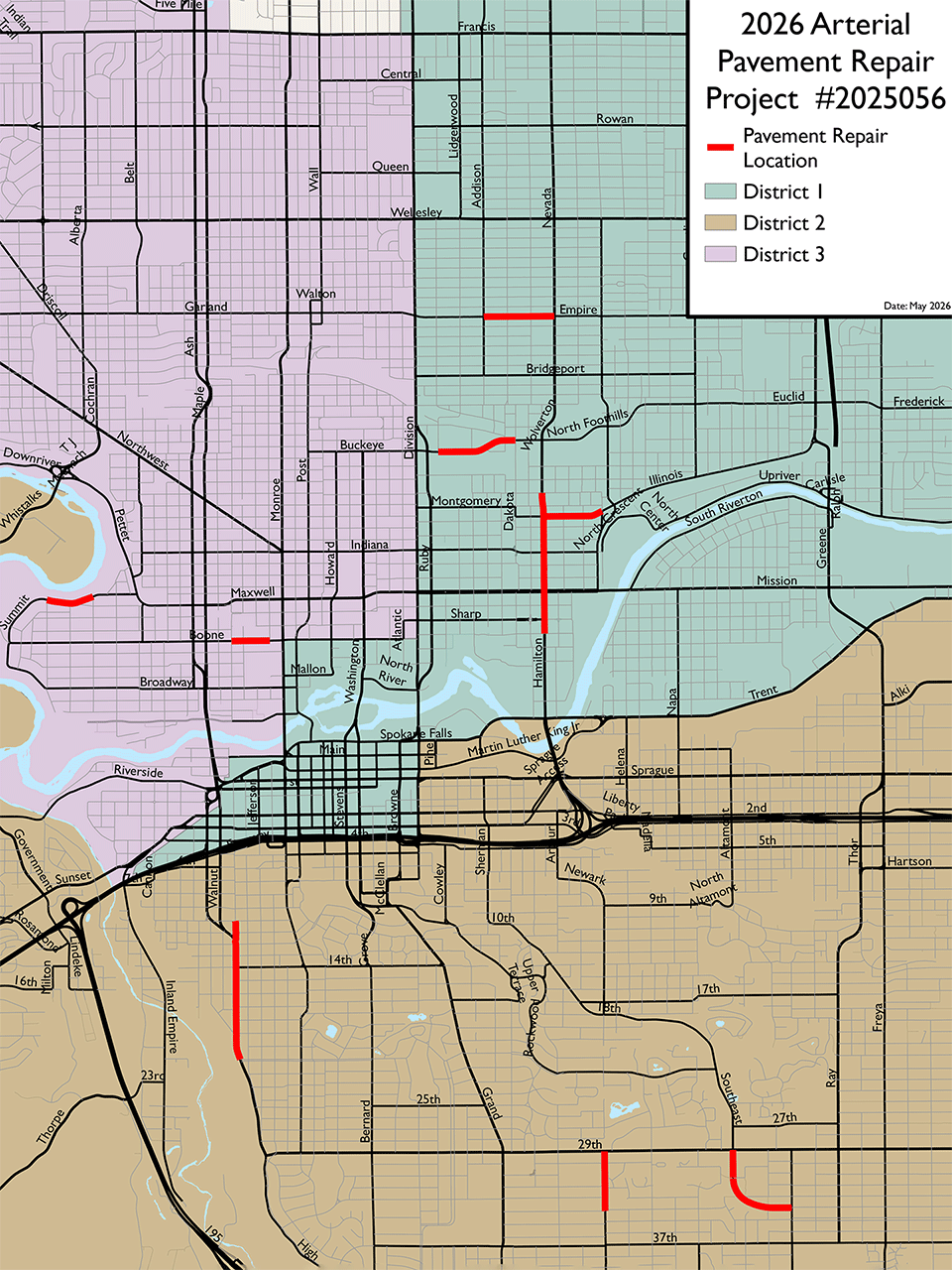 2026 Arterial Pavement Repair Project Map