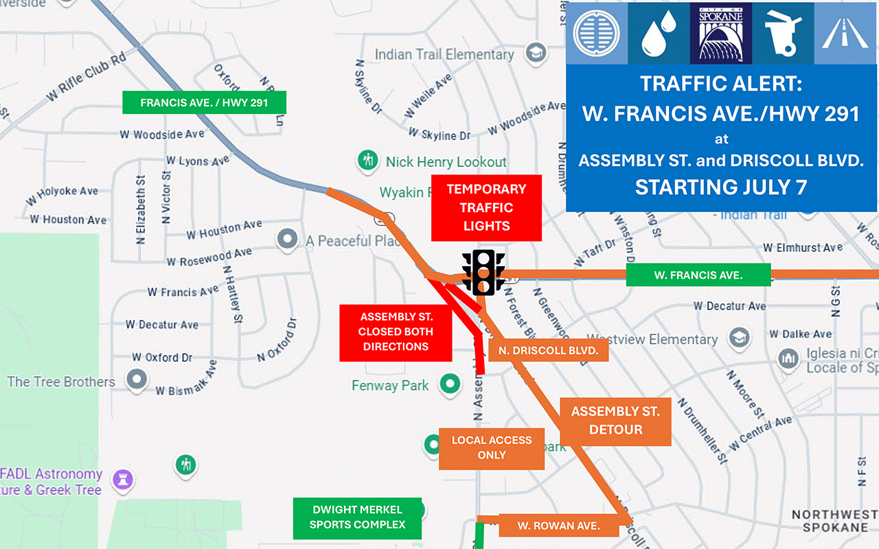 Francis & Assembly Traffic Alert Map