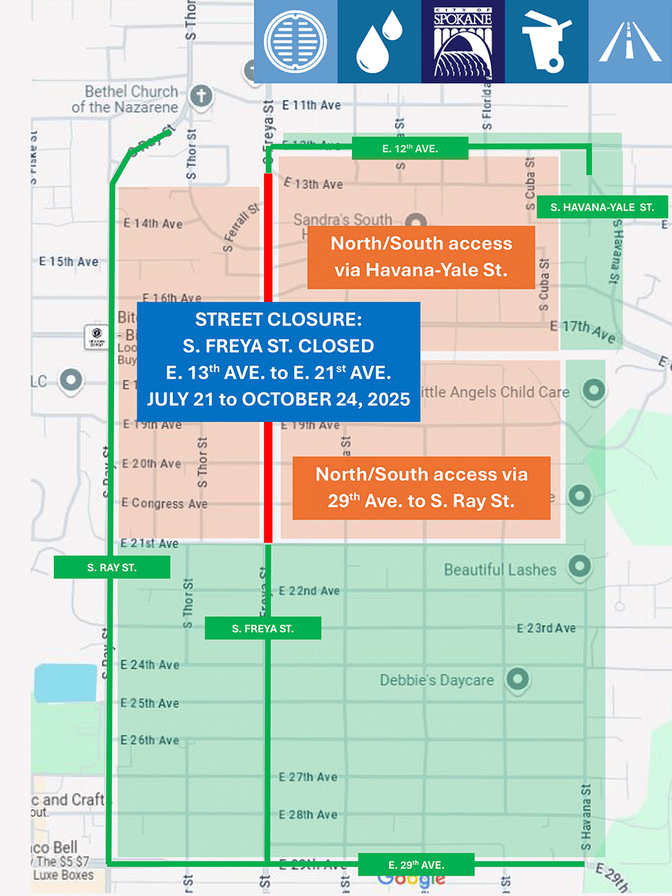 Freya Street Water Main Replacement Projects Map