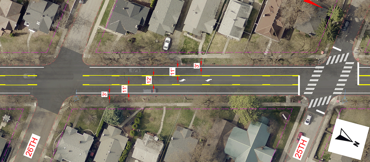 Option 1: Three-Lane Section