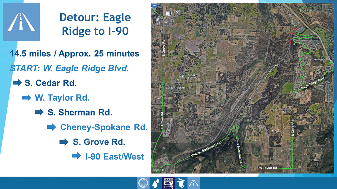 Eagle Ridge to I-90 Detour Map