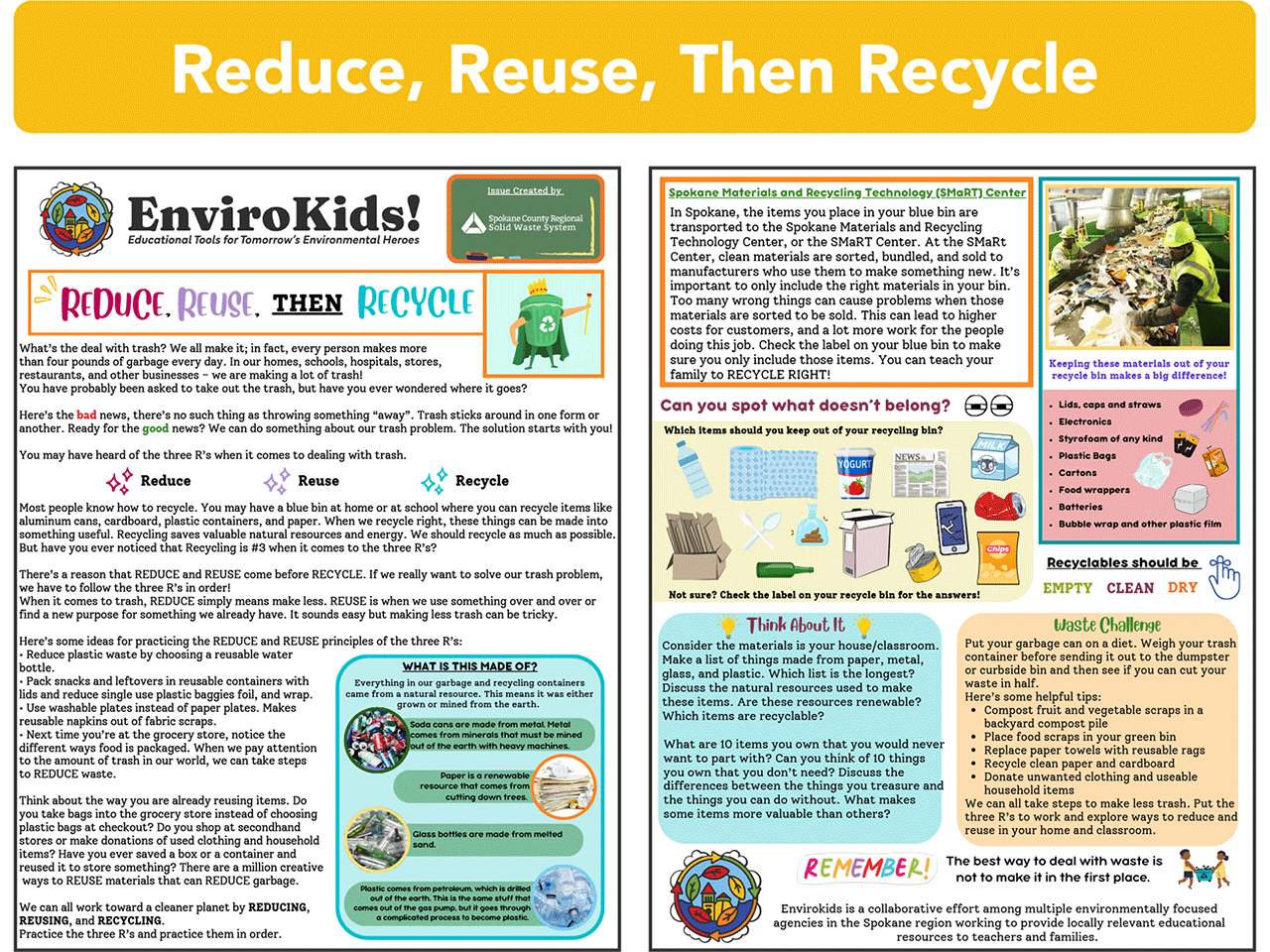 Reduce, Reuse, Then Recycle Print Out
