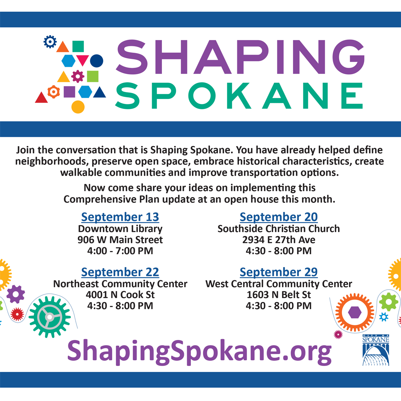 ShapingSpokane Open House Invitation