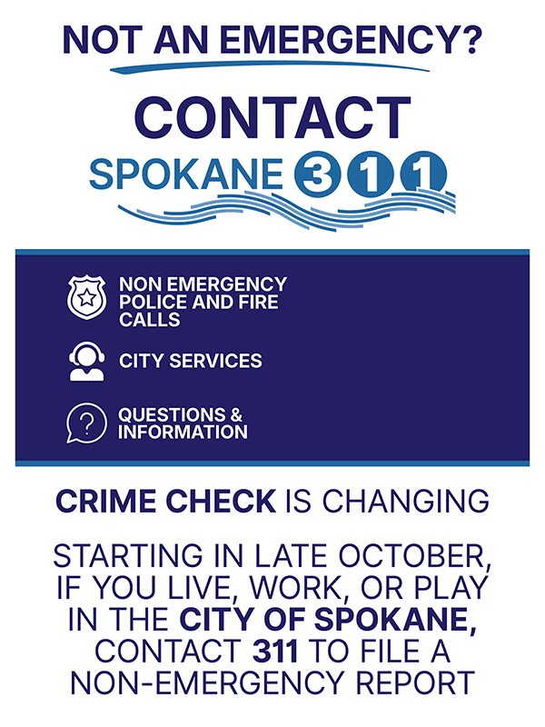 Contact 311 for Non-emergency Police and Fire calls, City Services, and Questions & Information