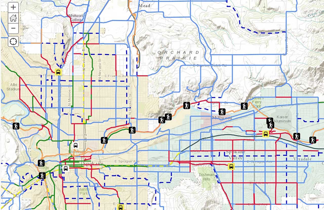 The SRTC Interactive Online Bike Map - City of Spokane, Washington