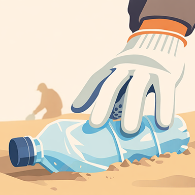 Hand picking up a trashed bottle