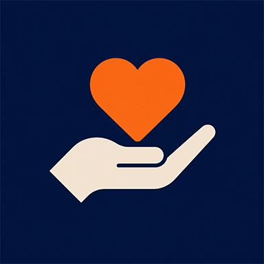 Hand holding a heart icon