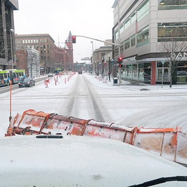 Snow Plow Truck in Downtown Spokane