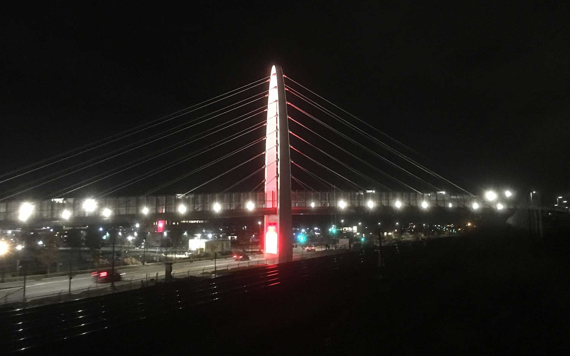 Pedestrian Bridge in Red