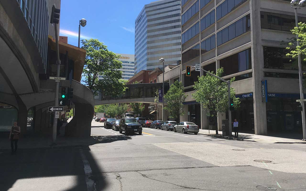 Intersection at Main and Wall Street