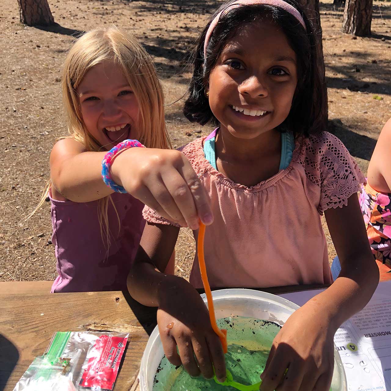 Kids playing with slime