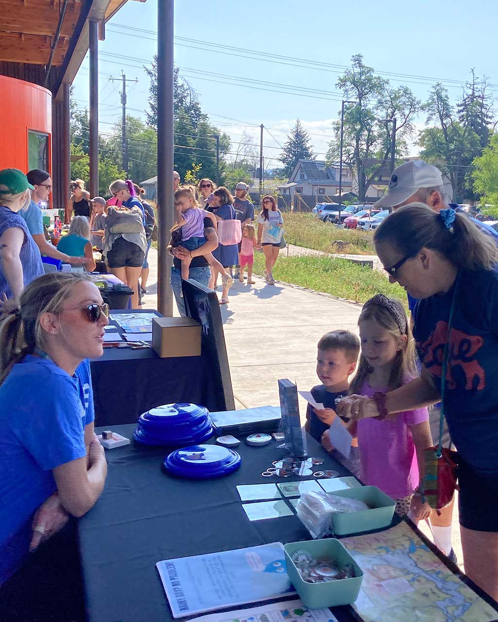 Families at Information Booths