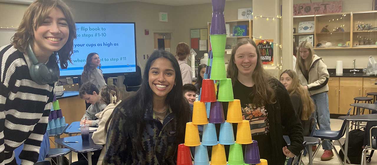 Students participating in the River of Waste classroom activity
